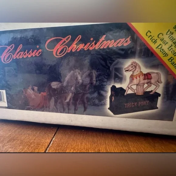 🆕 🎄 Classic Christmas Vintage Cast Iron Trick Pony Bank. New in box. Rare. - Picture 4 of 9